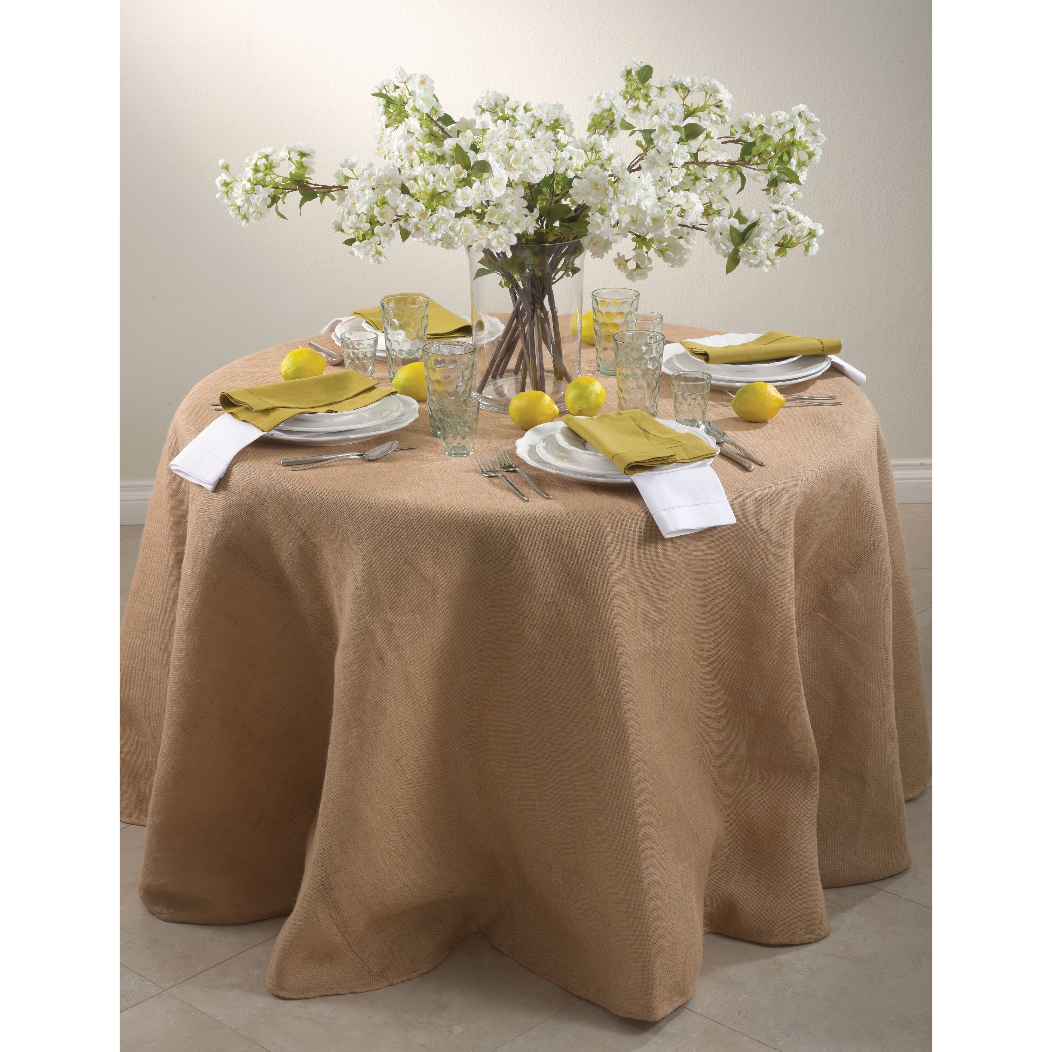 Saro Lifestyle Round Burlap Tablecloth