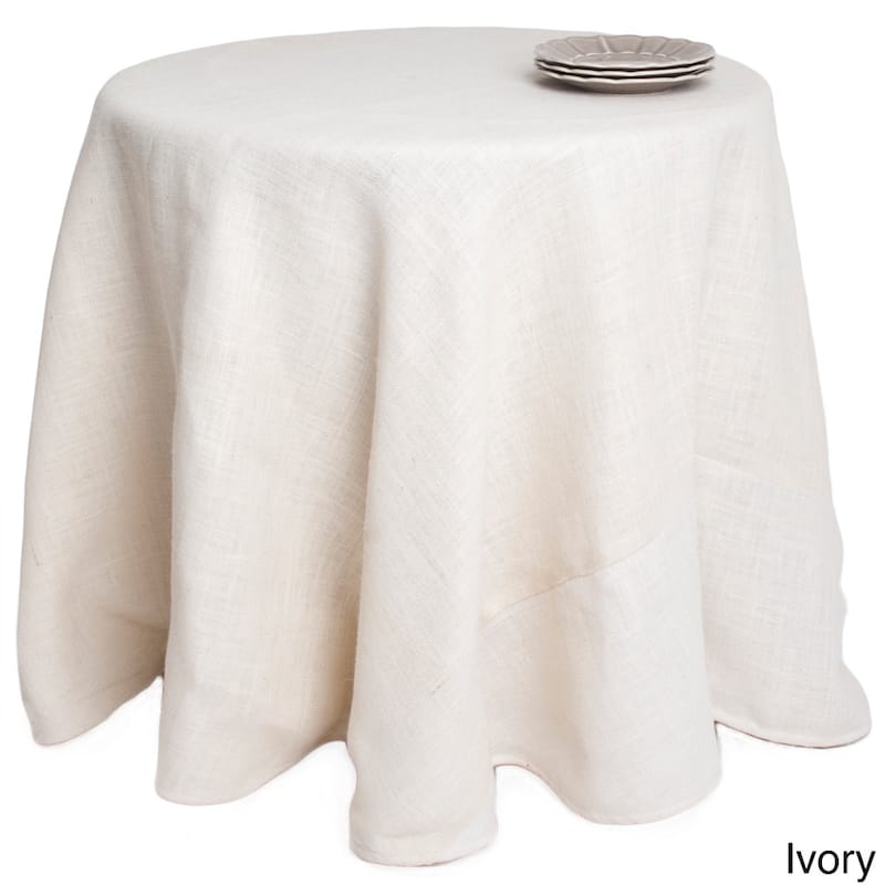 Round Burlap Tablecloth - Ivory - 108 Inches