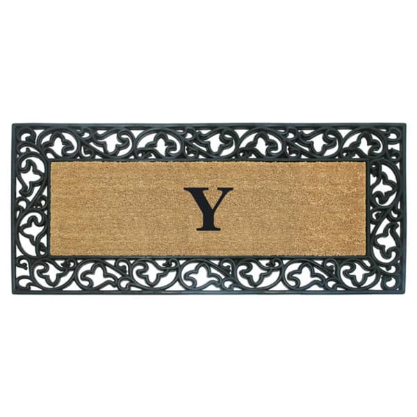 Shop Wrought Iron Monogrammed Rubber Coir Door Mat 2 X 4 9