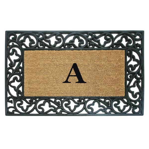 Shop Wrought Iron Monogrammed Coir Rubber Doormat On Sale