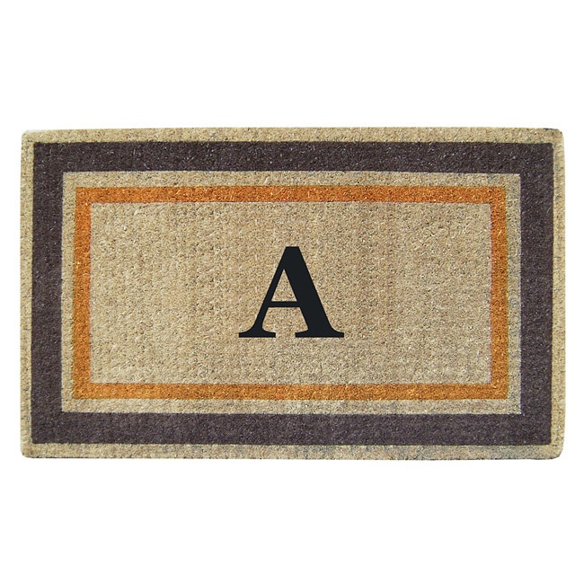 Handmade Monogrammed Double Picture Frame Orange Coir Door Mat (110 X 3)