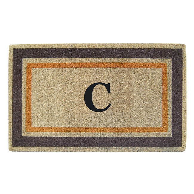 Handmade Monogrammed Double Picture Frame Orange Coir Door Mat (110 X 3)