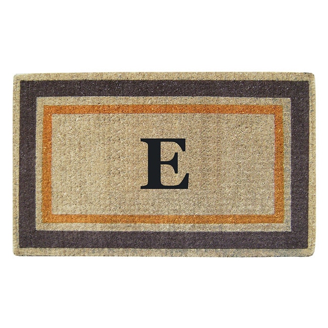 Handmade Monogrammed Double Picture Frame Orange Coir Door Mat (110 X 3)