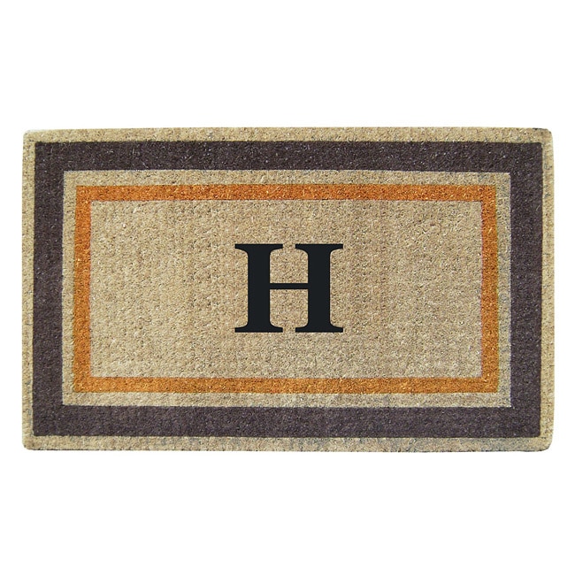 Handmade Monogrammed Double Picture Frame Orange Coir Door Mat (110 X 3)