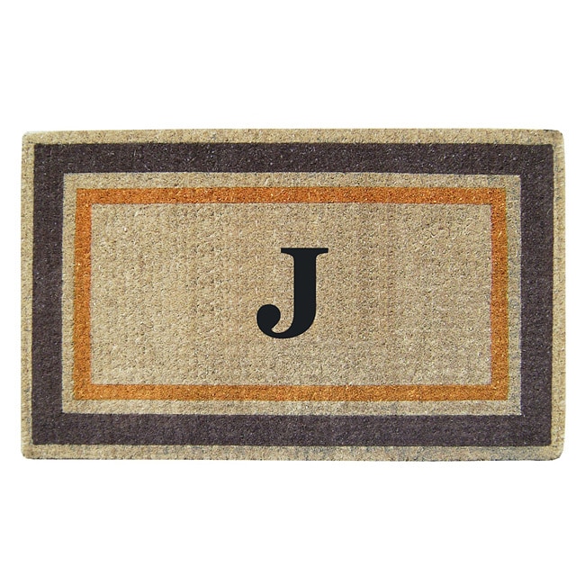 Handmade Monogrammed Double Picture Frame Orange Coir Door Mat (110 X 3)