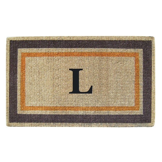 Handmade Monogrammed Double Picture Frame Orange Coir Door Mat (110 X 3)