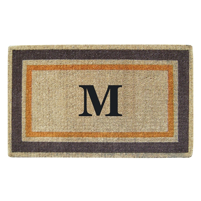 Handmade Monogrammed Double Picture Frame Orange Coir Door Mat (110 X 3)