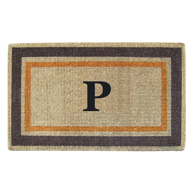 Handmade Monogrammed Double Picture Frame Orange Coir Door Mat (110 X 3)