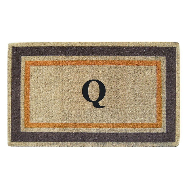 Handmade Monogrammed Double Picture Frame Orange Coir Door Mat (110 X 3)