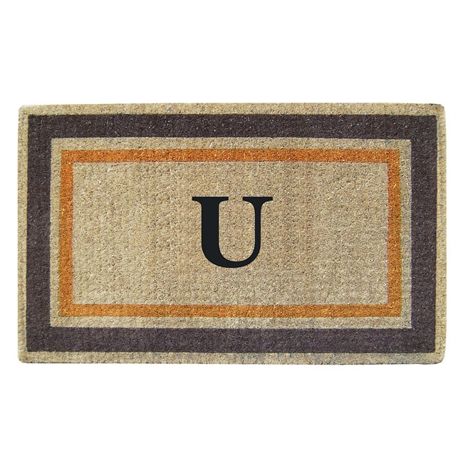 Handmade Monogrammed Double Picture Frame Orange Coir Door Mat (110 X 3)