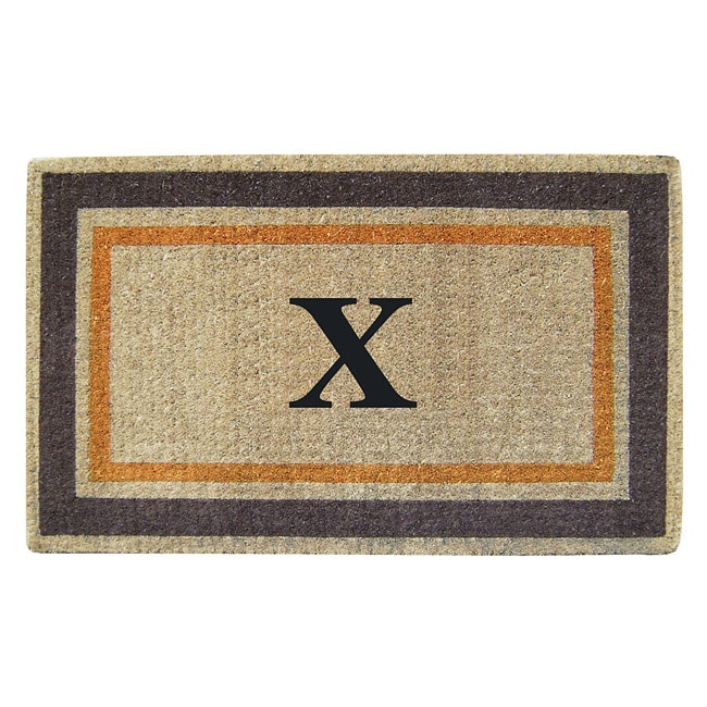 Handmade Monogrammed Double Picture Frame Orange Coir Door Mat (110 X 3)