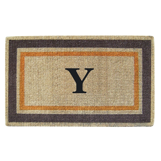 Handmade Monogrammed Double Picture Frame Orange Coir Door Mat (110 X 3)