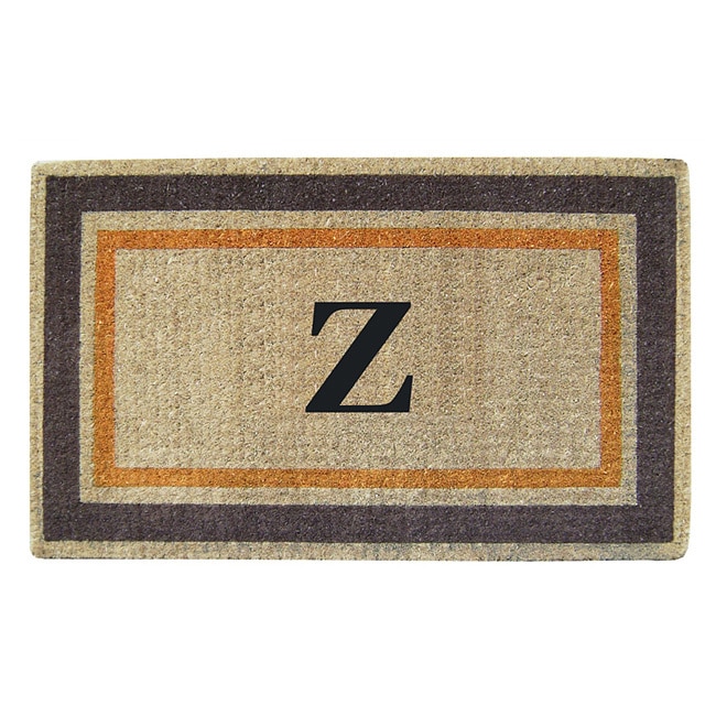 Handmade Monogrammed Double Picture Frame Orange Coir Door Mat (110 X 3)