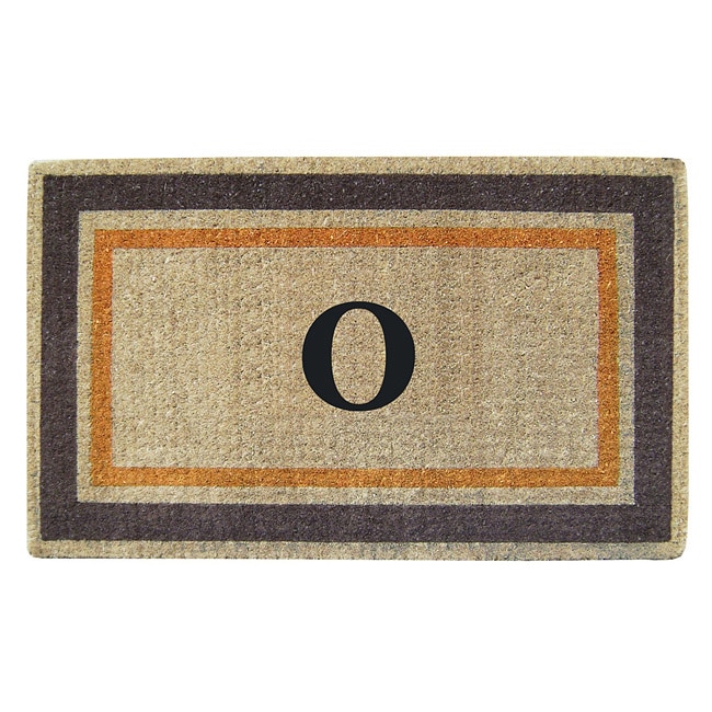 Handmade Monogrammed Double Picture Frame Orange Coir Door Mat (110 X 3)