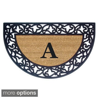 mat door iron wrought coir monogrammed rubber moon half