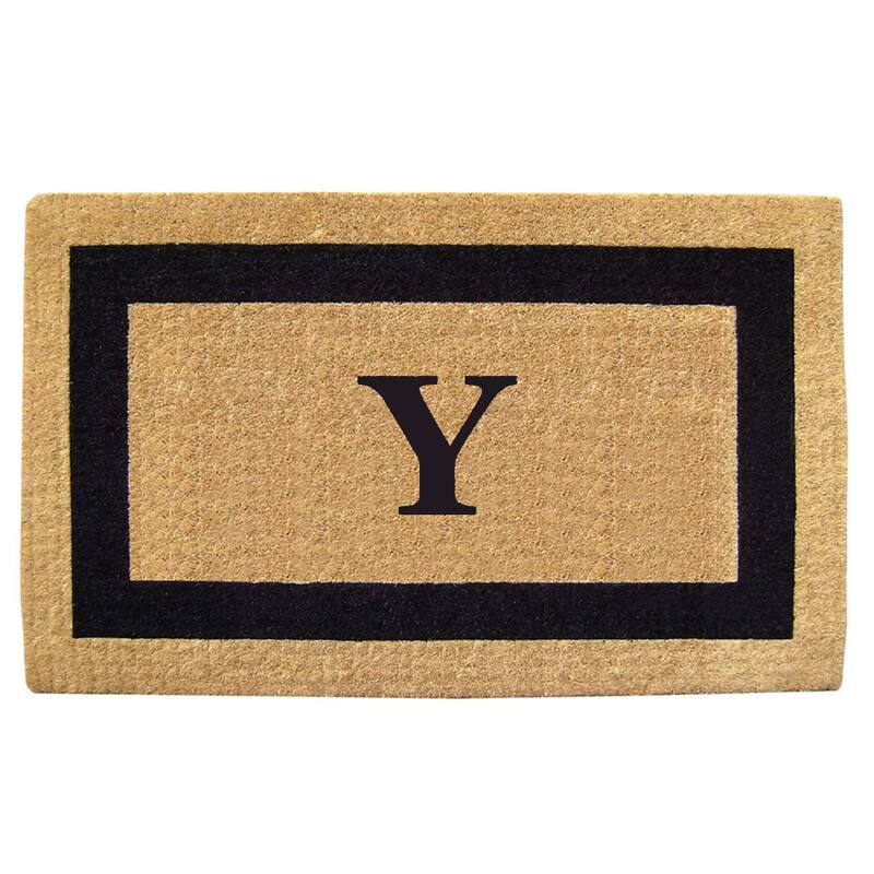 Heavy-duty Coir Single Picture Frame Monogrammed Black Doormat - 38 x 60