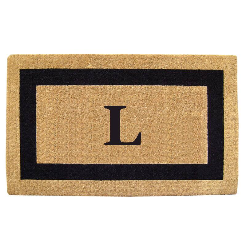 Heavy-duty Coir Single Picture Frame Monogrammed Black Doormat - 38 x 60
