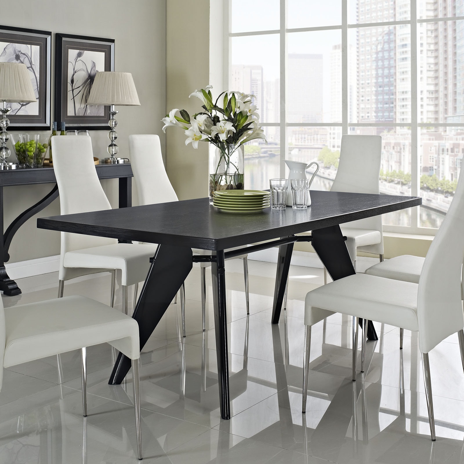 Clasp Modern Wenge Wood top Dining Table