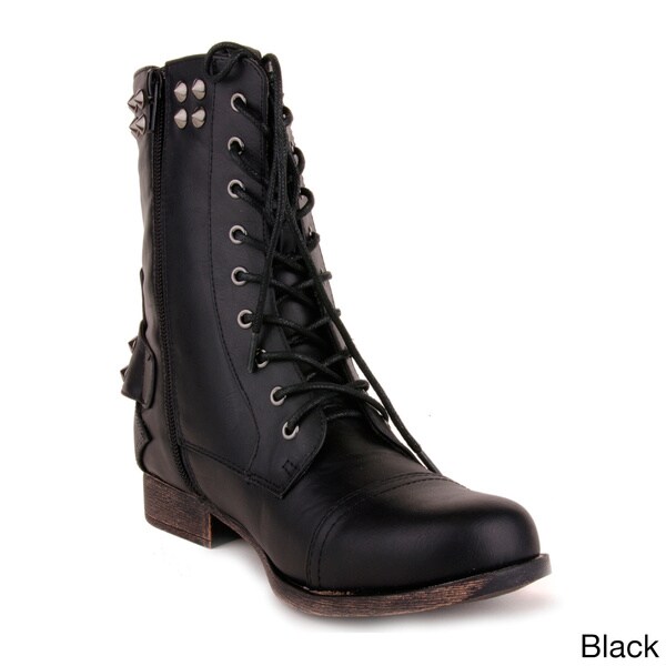 Shop Olympia Women's Spiked Lace-up Ankle Booties - Free Shipping On ...