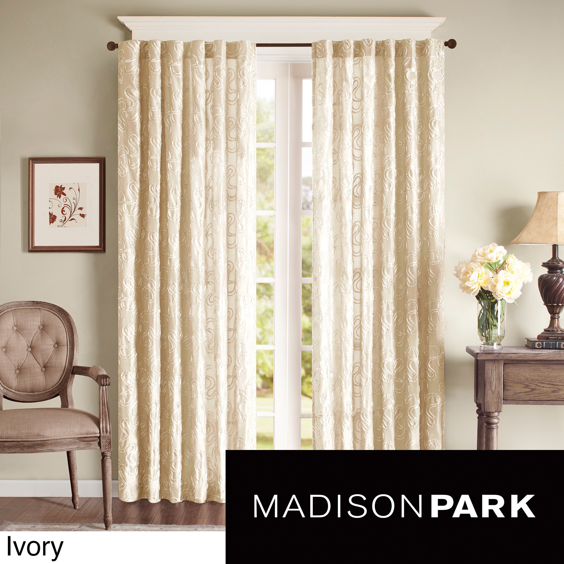 Madison Park Paley Embroidered Curtain Panel