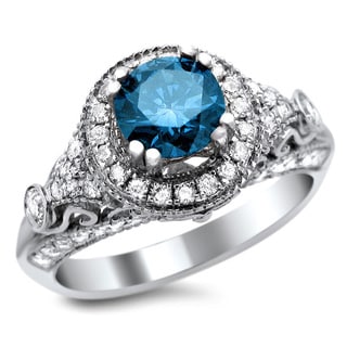 noori 14k white gold 1 25ct tdw certified blue white diamond vintage style - Vintage Style Wedding Rings noori 14k white gold 1 25ct tdw certified blue white diamond vintage style - Vintage Style Wedding Rings