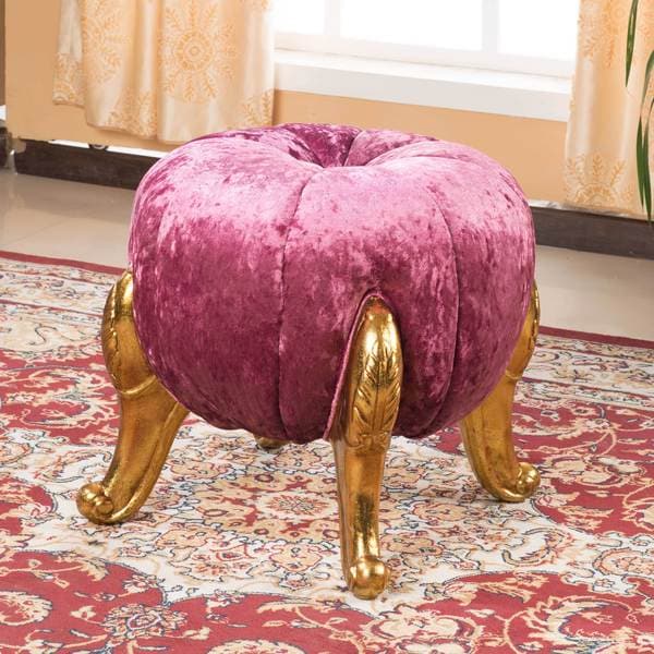 HomePop Large Round Button Tufted Storage Ottoman