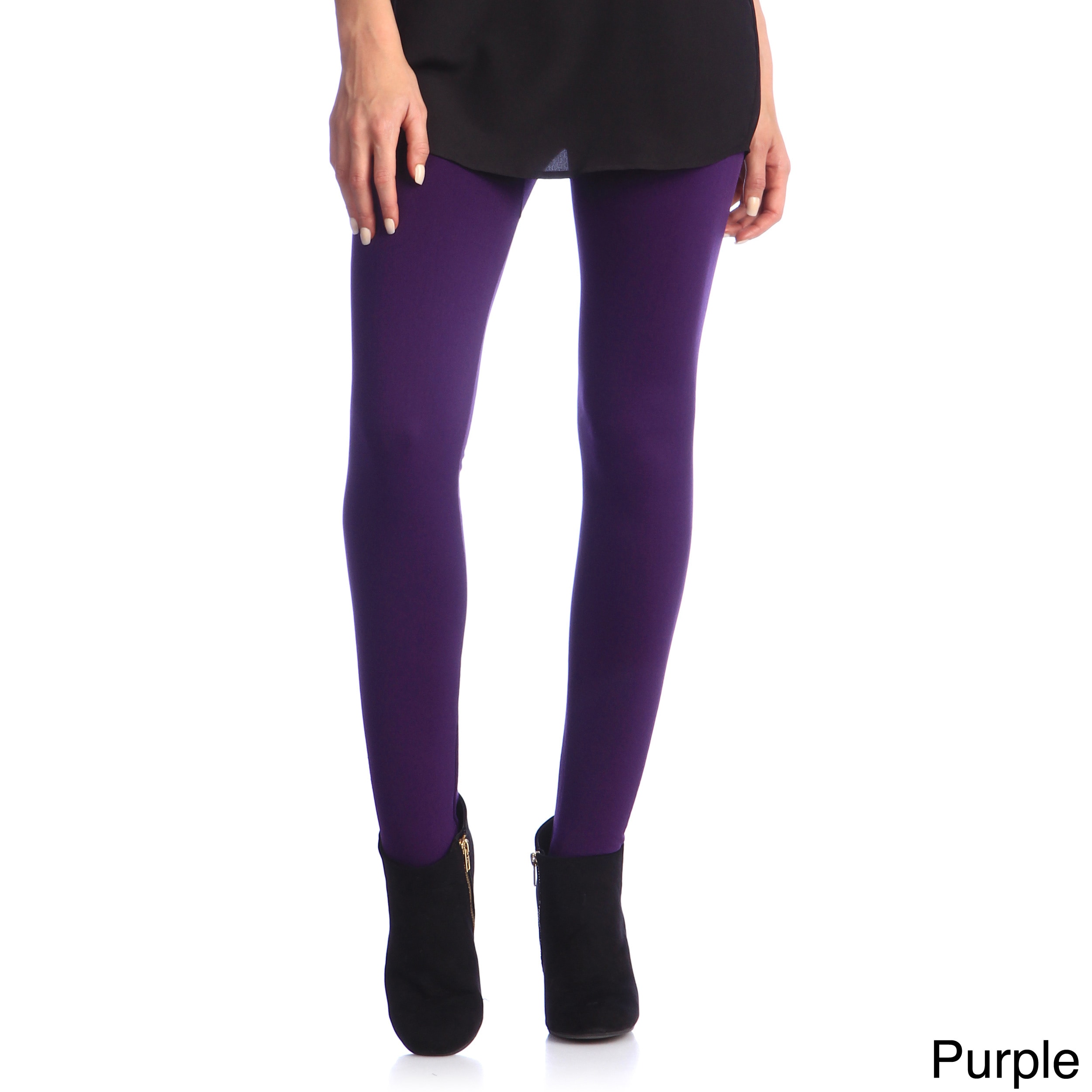 365 Apparel Womens Slim Fit Solid Leggings (one Size) Purple Size One Size Fits Most