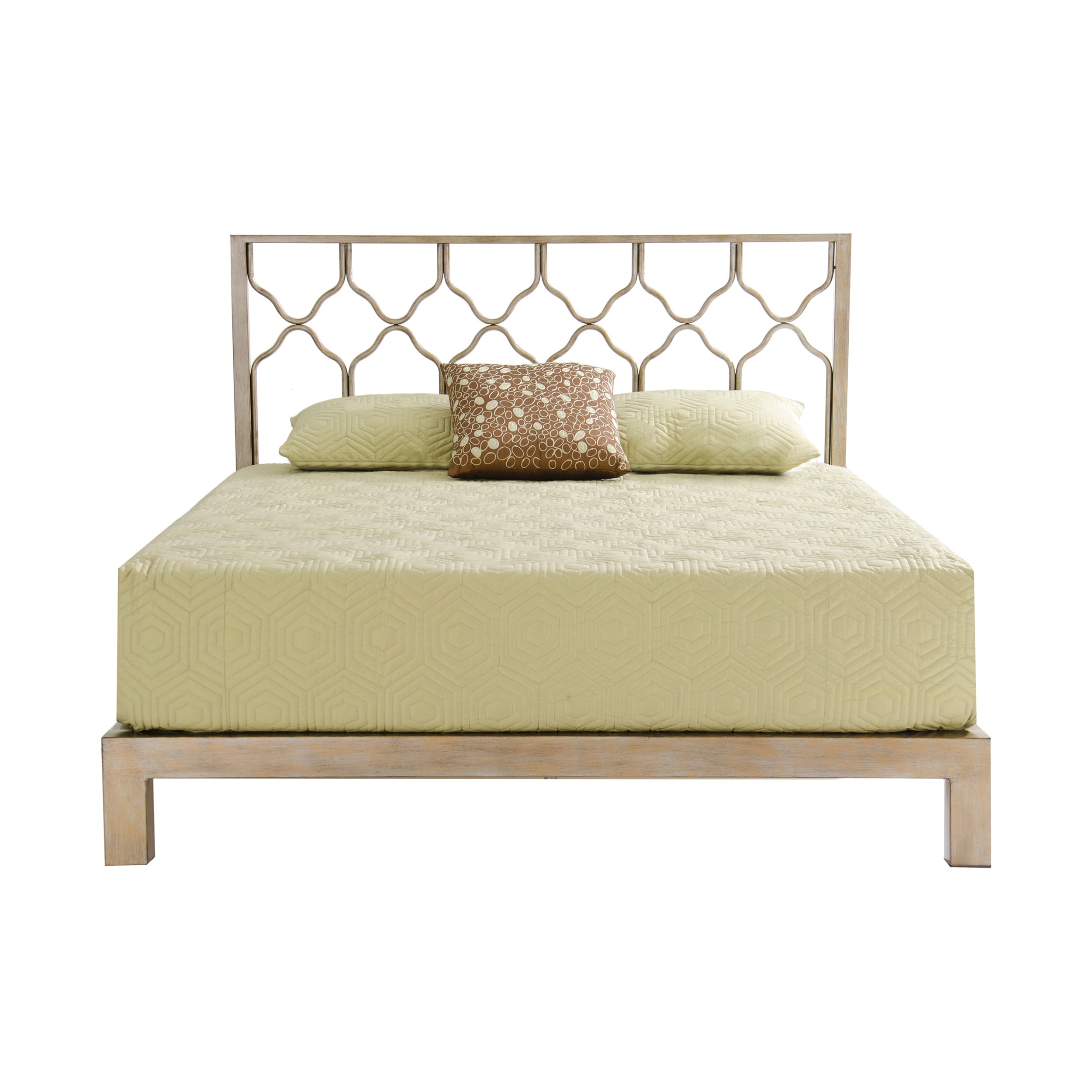 Honeycomb Gold Metal Headboard And Aura Gold Platform Bed