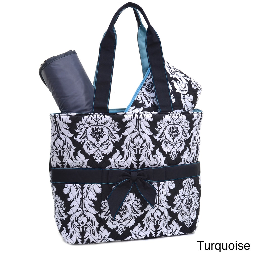 Rosen Damask Print 3 piece Diaper Bag Set