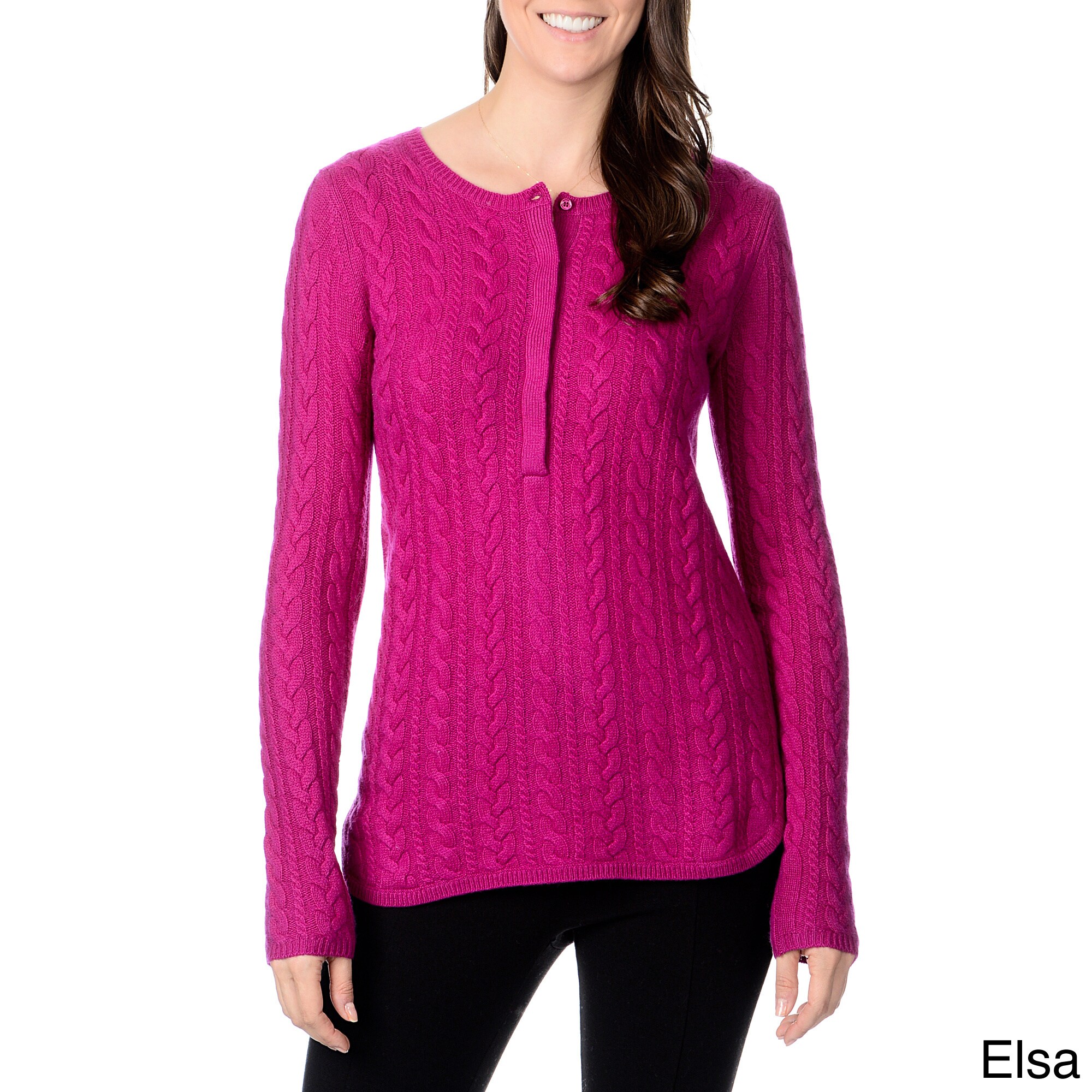 Ply Cashmere Ply Cashmere Womens Cable Knit Sweater Pink Size XS (2  3)
