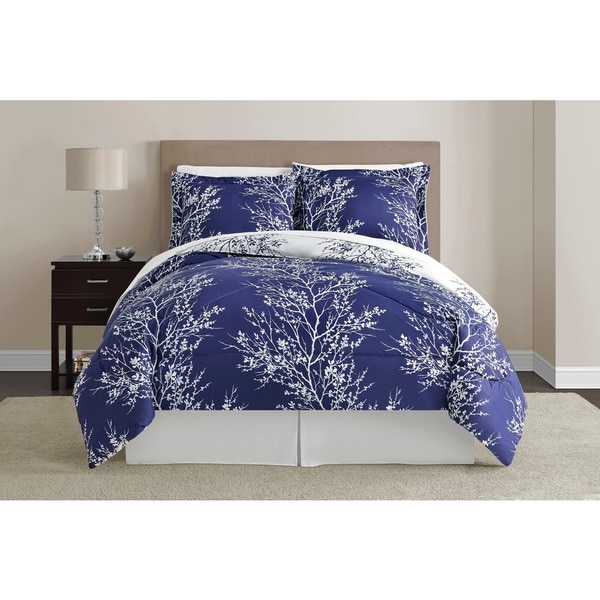 Shop VCNY Navy and White Leaf Comforter Set - Free Shipping Today ...