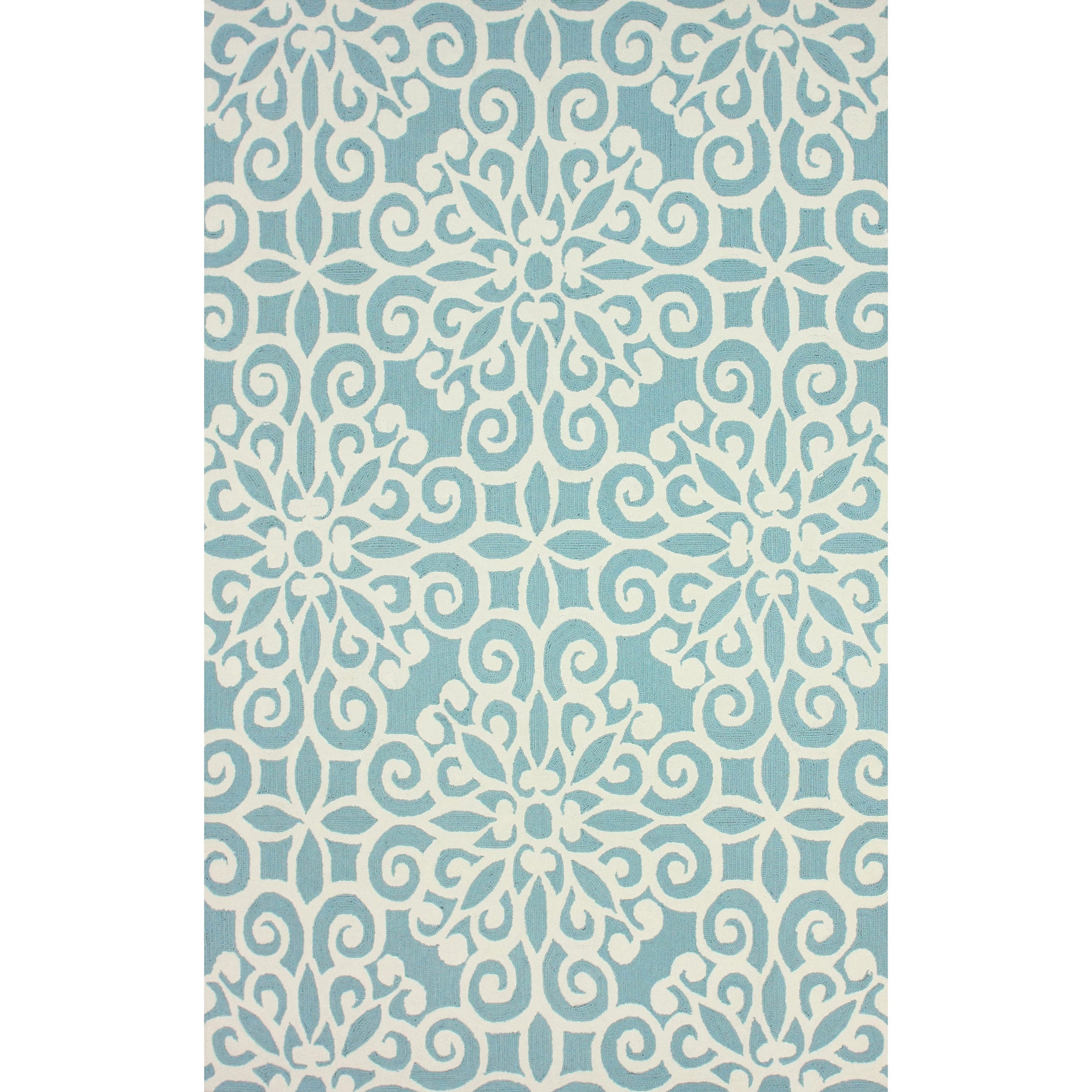 Nuloom Handmade Cotton/ Wool Damask Lattice Blue Rug (76 X 96)