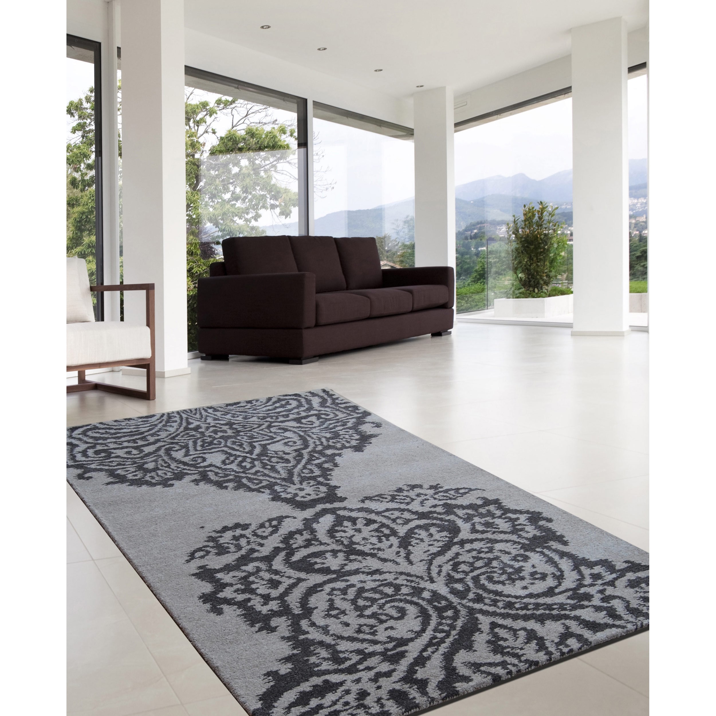 Nuloom Hand tufted Modern Damask Grey Wool Rug (76 X 96)