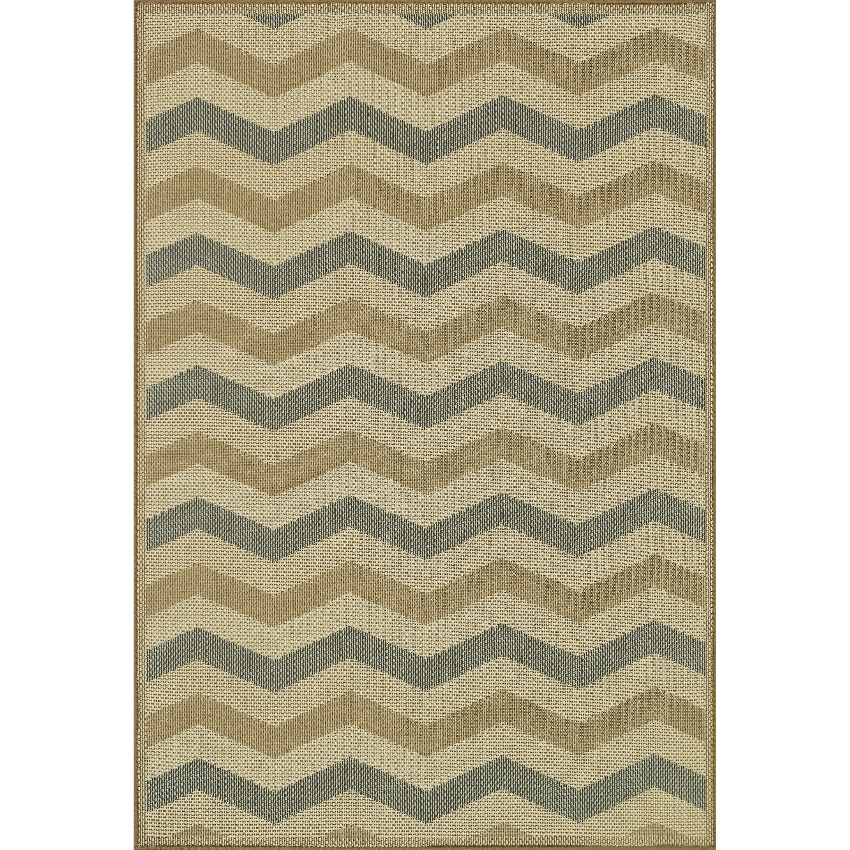 Biscayne Beige/ Blue Indoor Outdoor Rug (24 X 39)