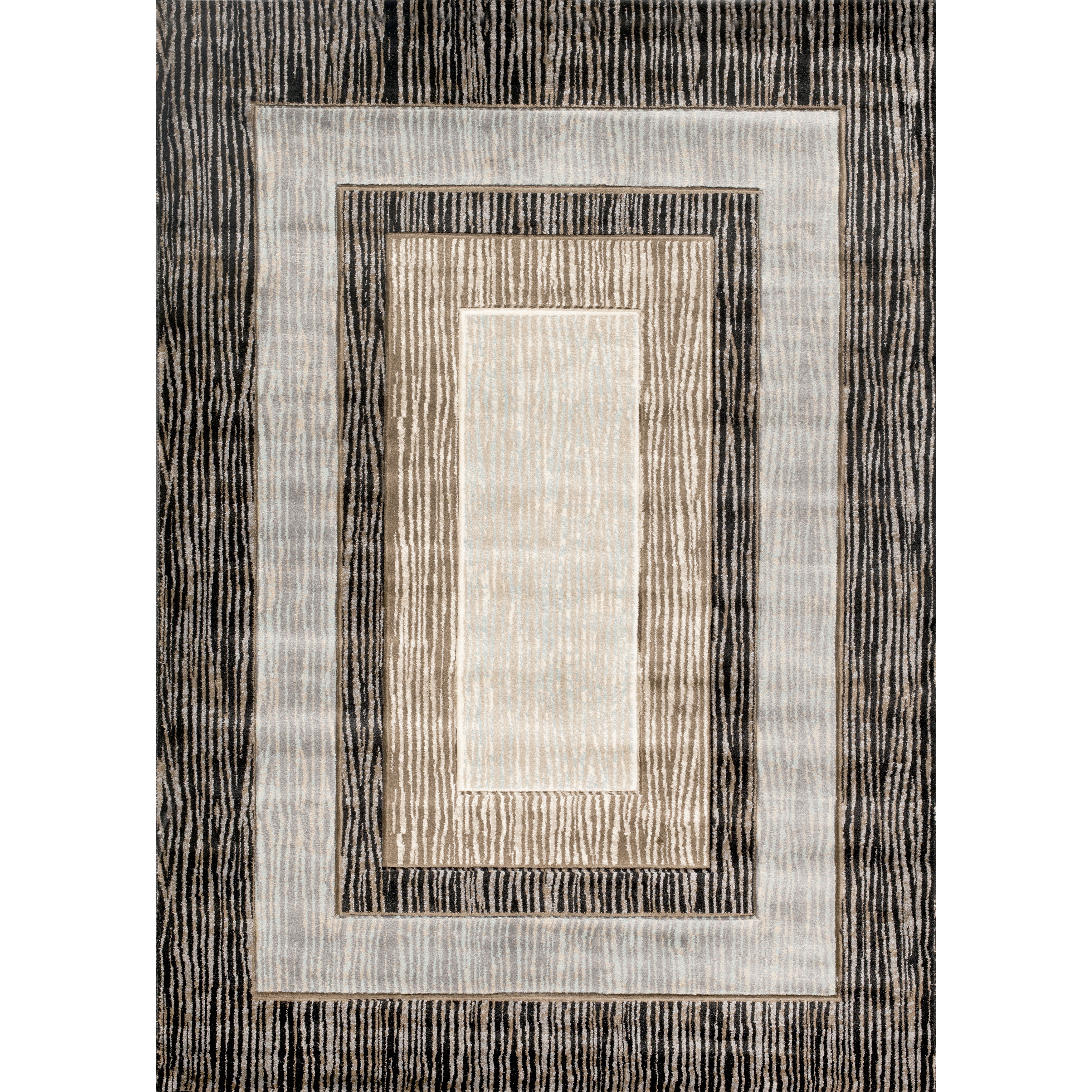 Albers Boxes Blue Brown Rug (3 X 5)