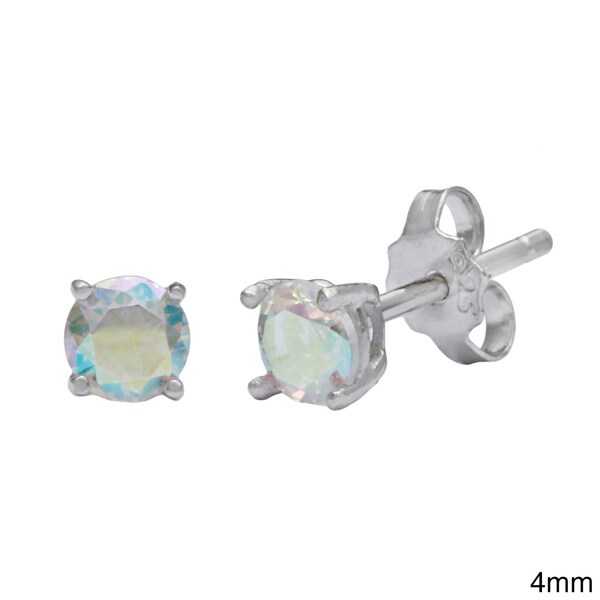 La Preciosa Sterling Silver Aurora Borealis Cz Circle Stud La Preciosa Sterling Silver Aurora Borealis Cz Circle Stud Earrings