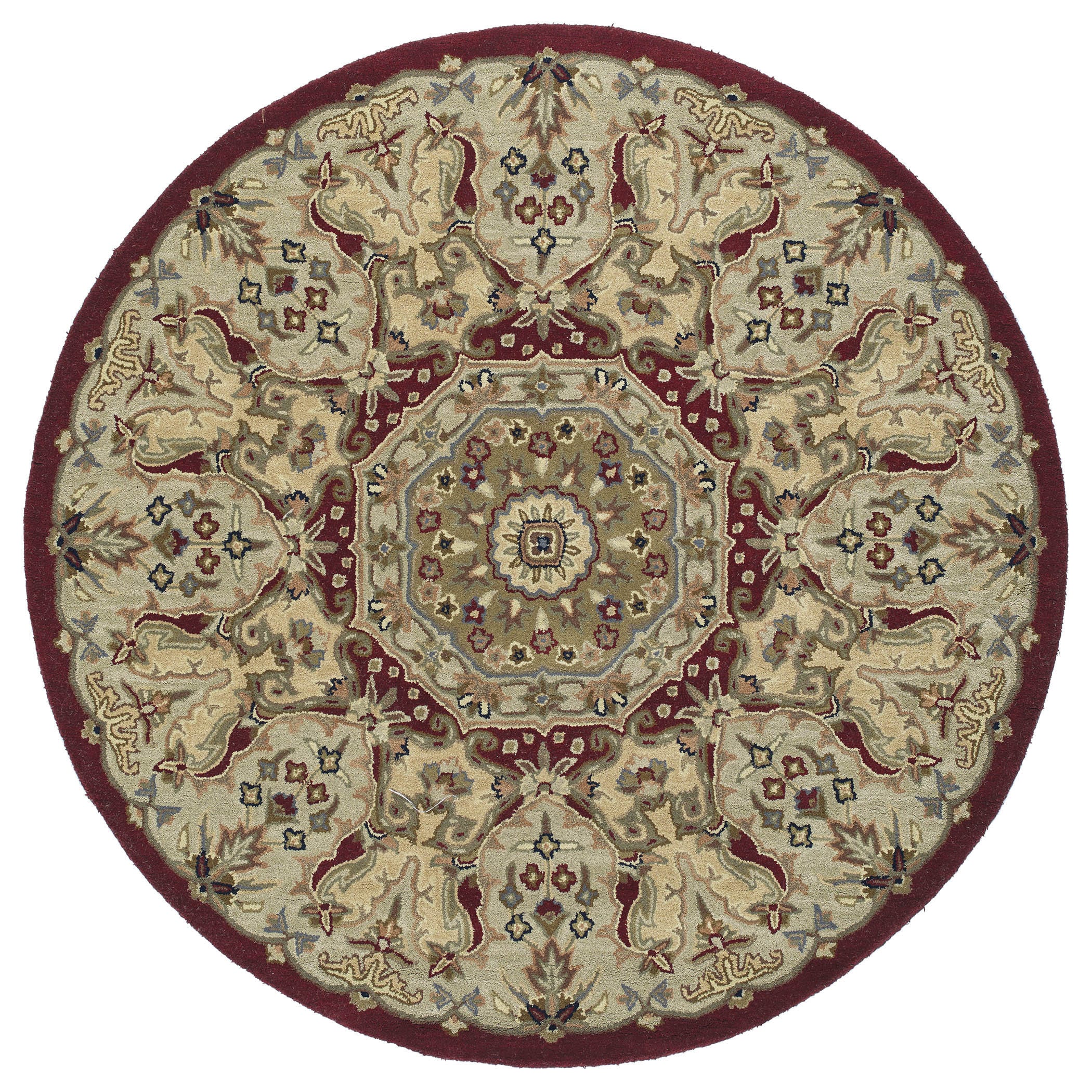 Hand tufted Scarlett Medallion Burgundy Round Oriental Rug (39)