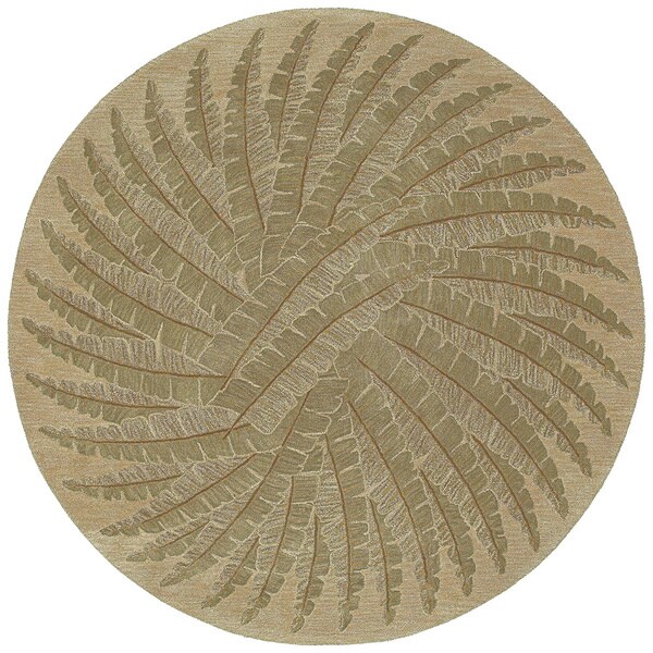 Hand-tufted Scarlett Green Palm Round Rug - 11'9" Round
