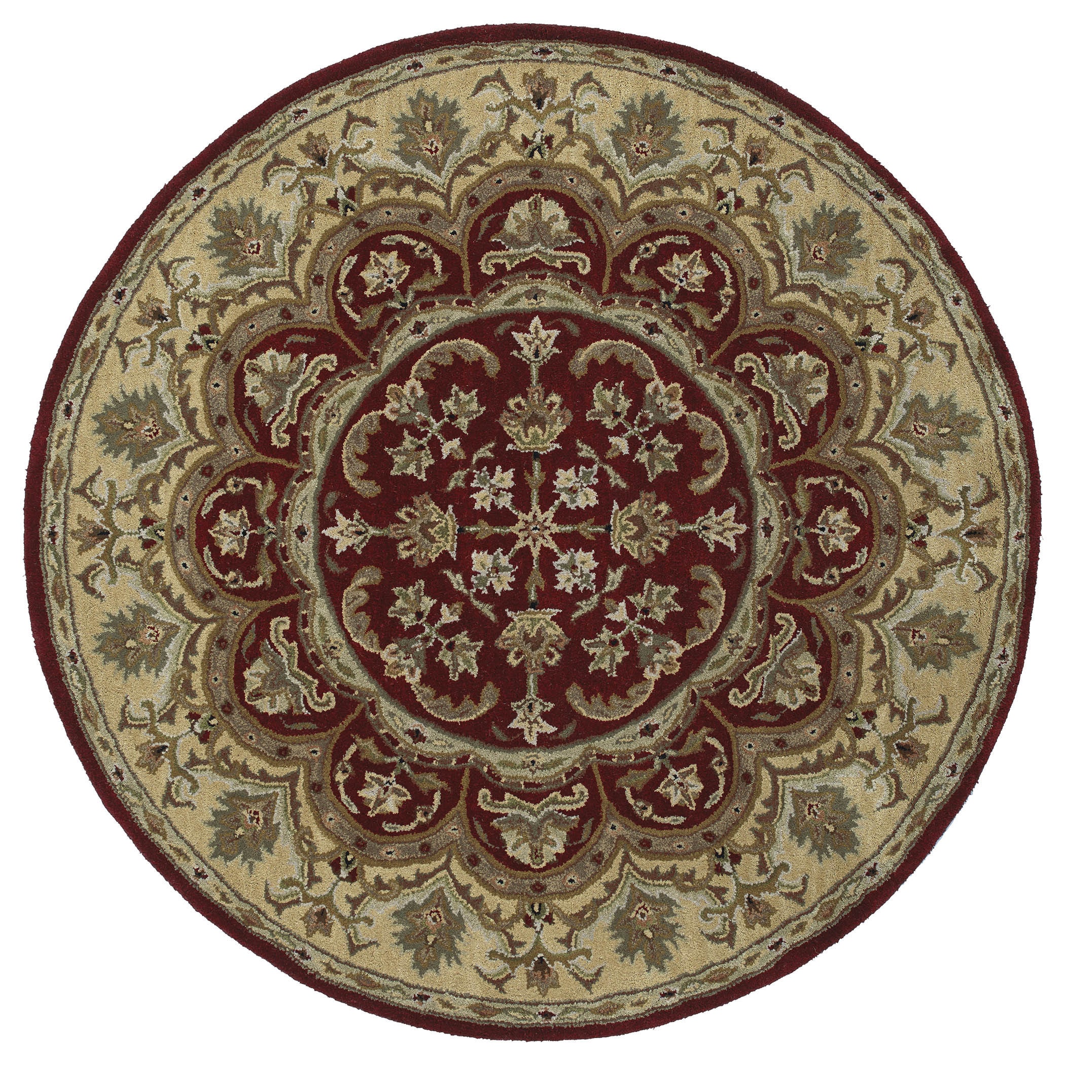 Hand tufted Scarlett Burgundy Flower Round Wool Rug (119)