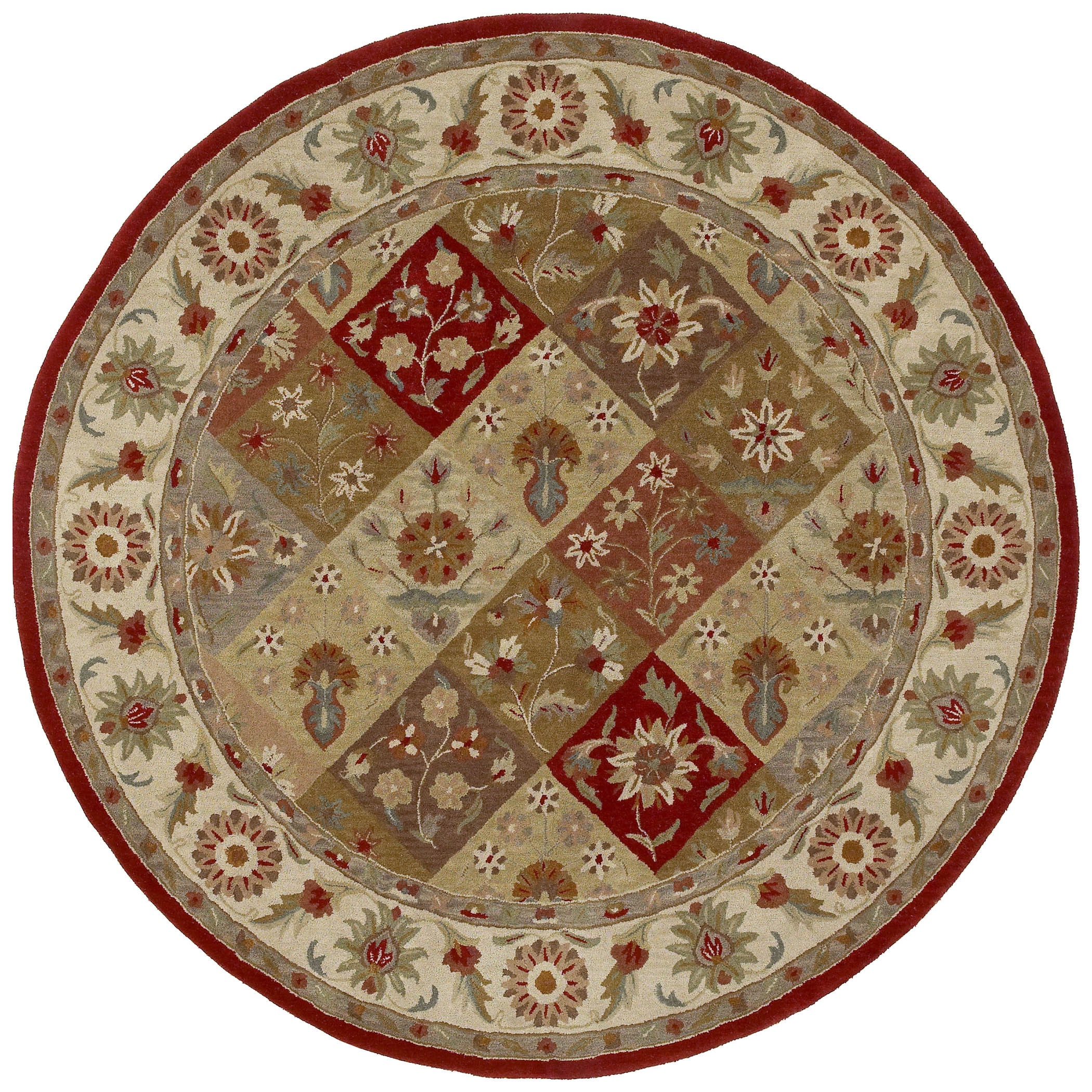 Hand tufted Scarlett Raspberry Panel Round Wool Rug (119)