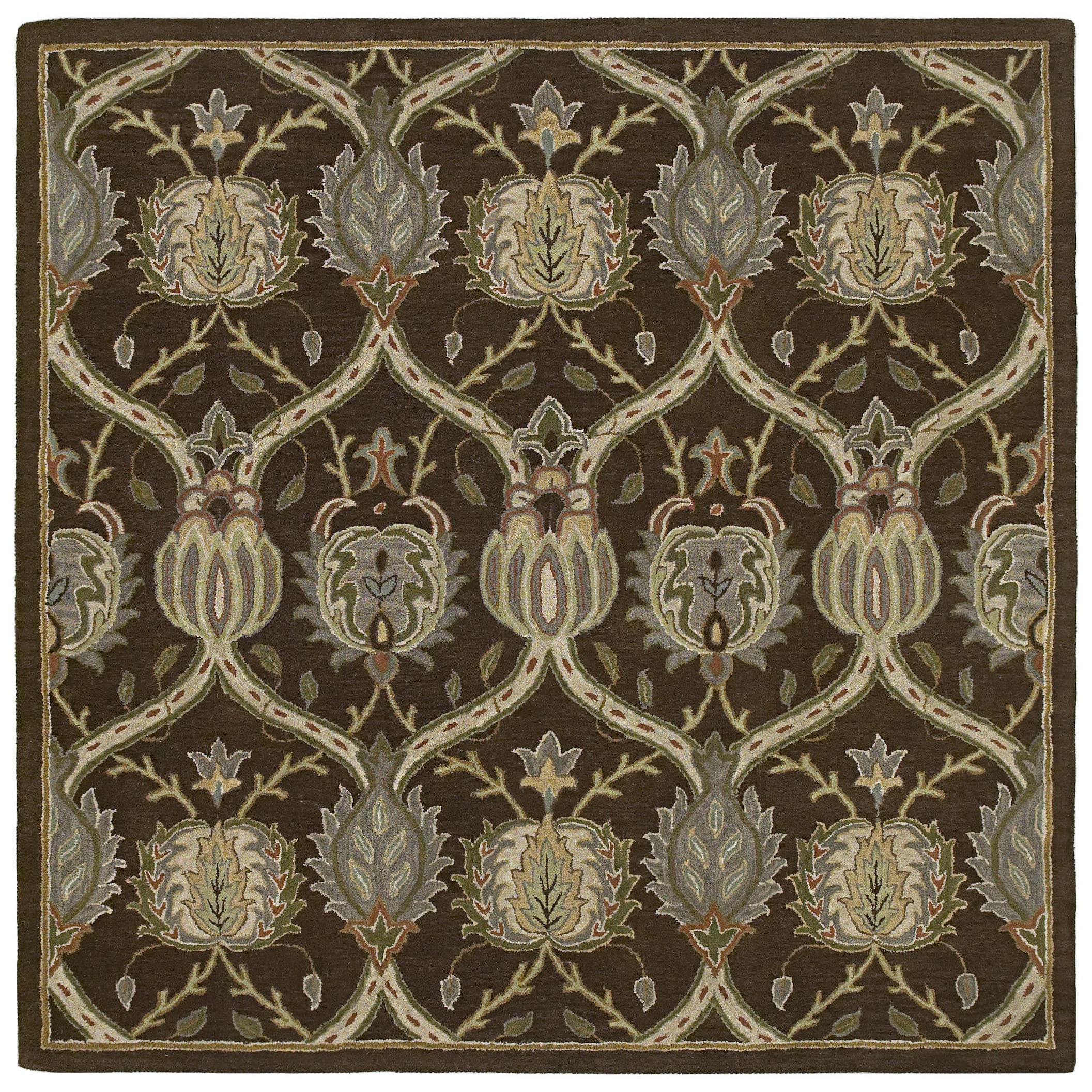 Hand tufted Scarlett Brown William Morris Brown Wool Rug (79 Square)