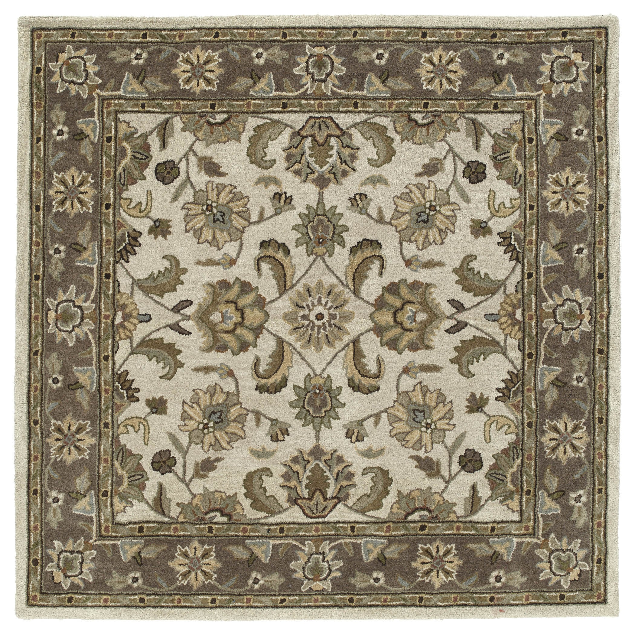 Scarlett Beige Kashan Hand tufted Rug (79 X 79 Square)