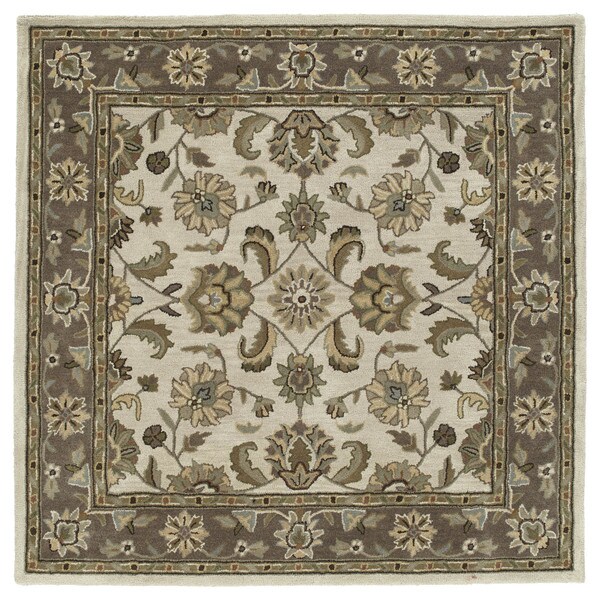 Scarlett Beige Kashan Hand-Tufted Rug - 9'9" Square