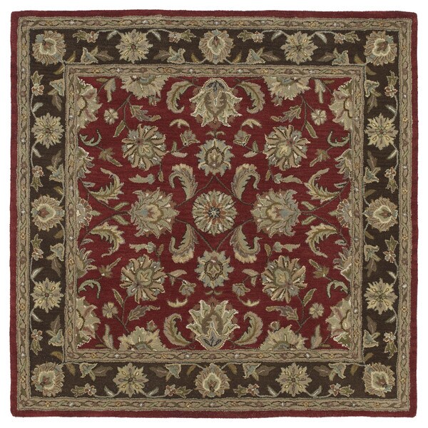 Hand-tufted Scarlett 'Kashan' Raspberry Wool Rug - 11'9" Square