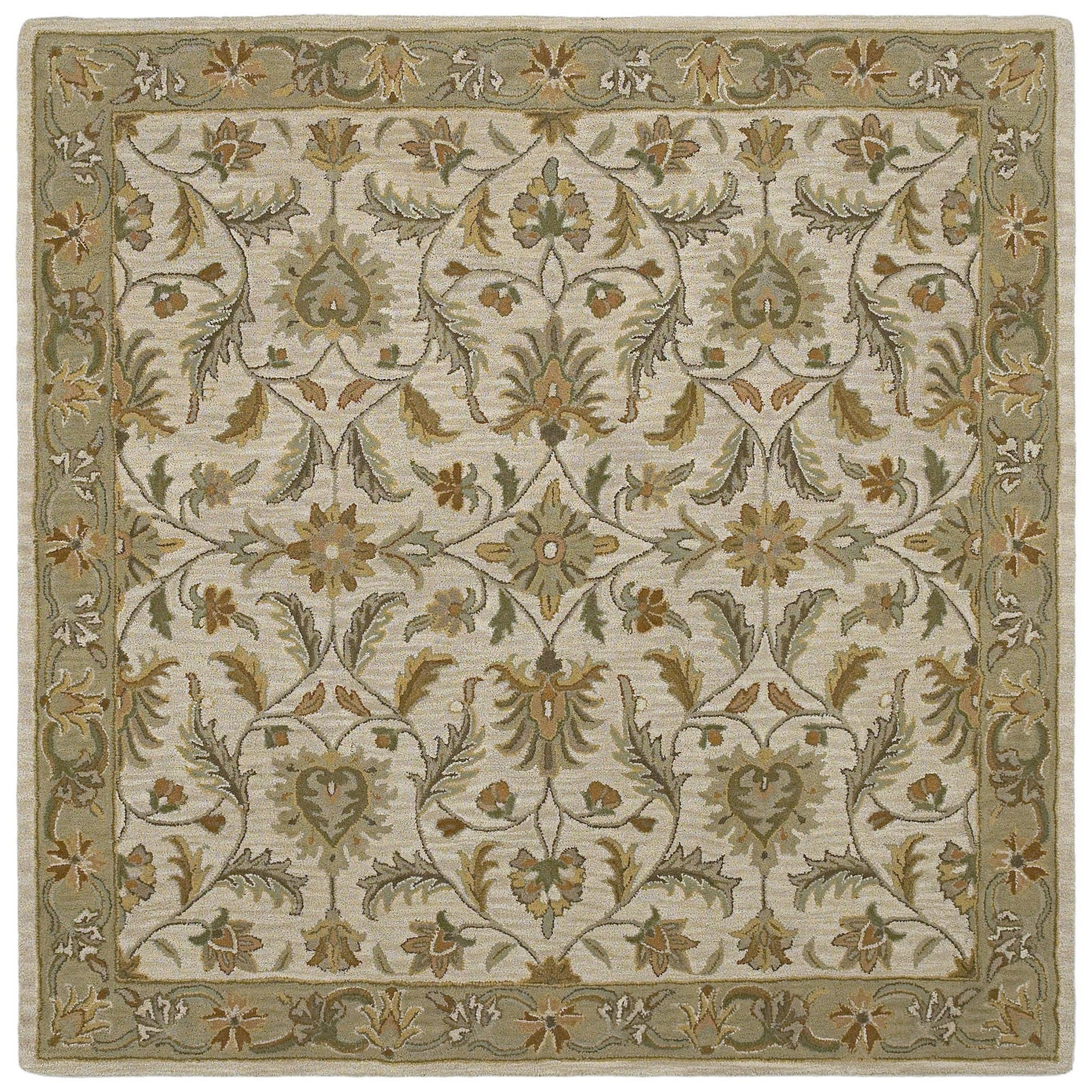 Hand tufted Scarlett Beige/ Sage Green Wool Rug (79 X 79)