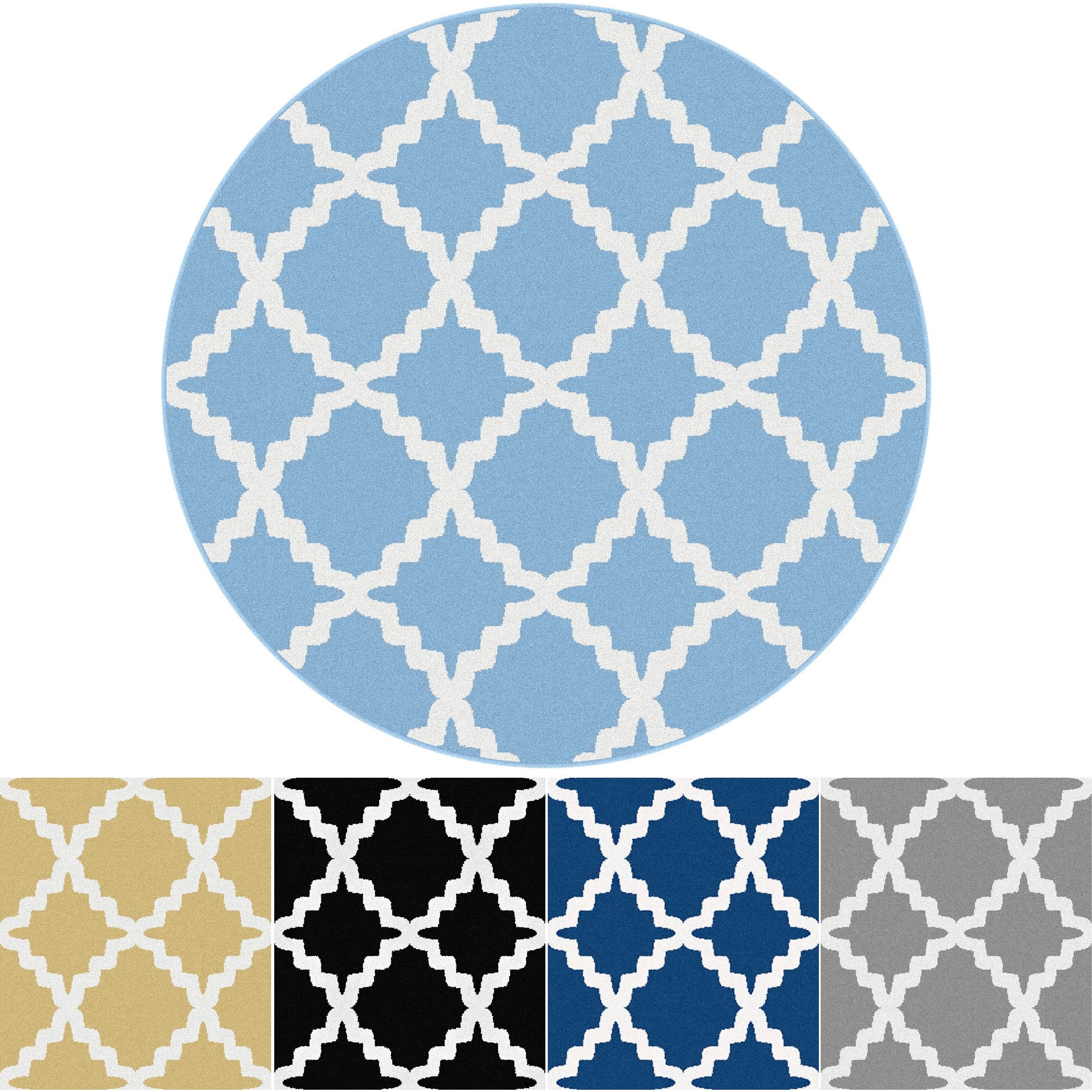 Metro 1031 Blue Contemporary Area Rug (53 Round) (BlueSecondary Colors WhitePattern Marrakesh trellisTip We recommend the use of a non skid pad to keep the rug in place on smooth surfaces.All rug sizes are approximate. Due to the difference of monitor 