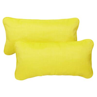 Yellow Green Corded 12 x 24 inch Indoor/ Outdoor Lumbar Pillows with Sunbrella Fabric (Set of 2)