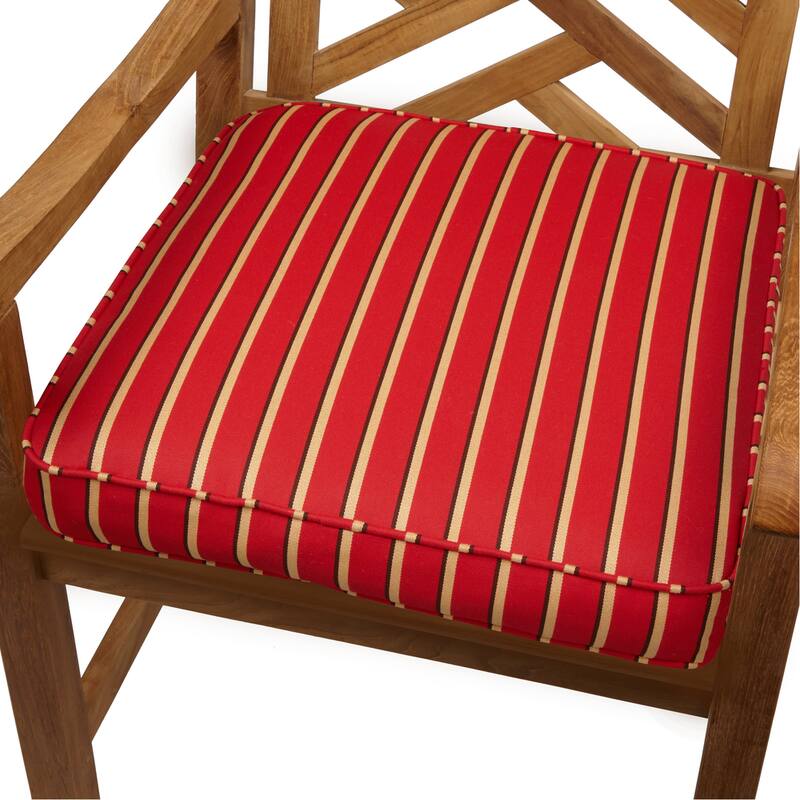 Sorra Home Red/ Gold Stripe Indoor/ Outdoor 20-inch Chair Cushion with Sunbrella Fabric