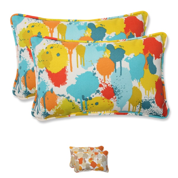 Shop Pillow Perfect Outdoor Paint Splash Rectangular Throw Pillow (Set ...