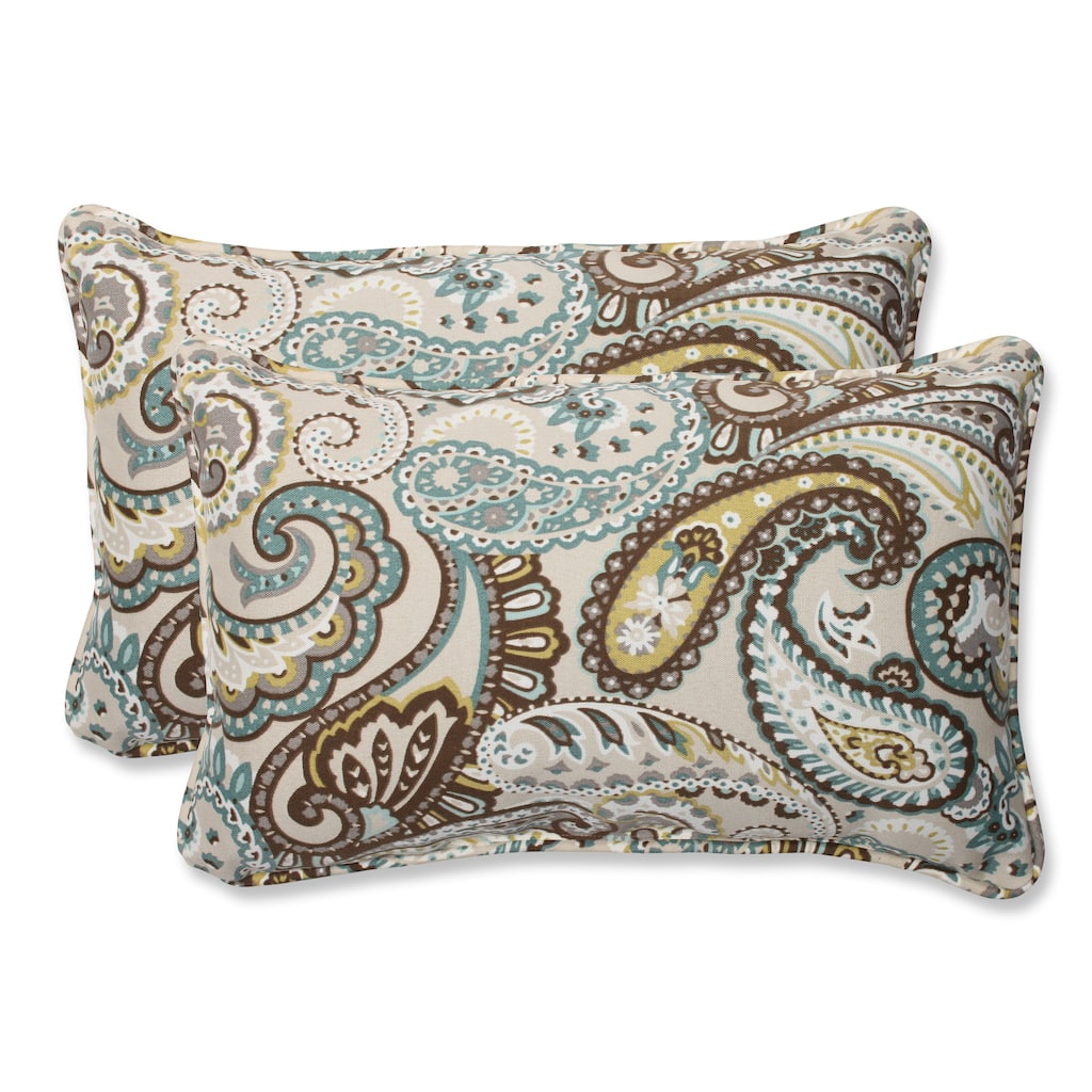 Pillow Perfect 'Tamara Paisley Quartz' Rectangular Outdoor Throw Pillow (Set of 2)